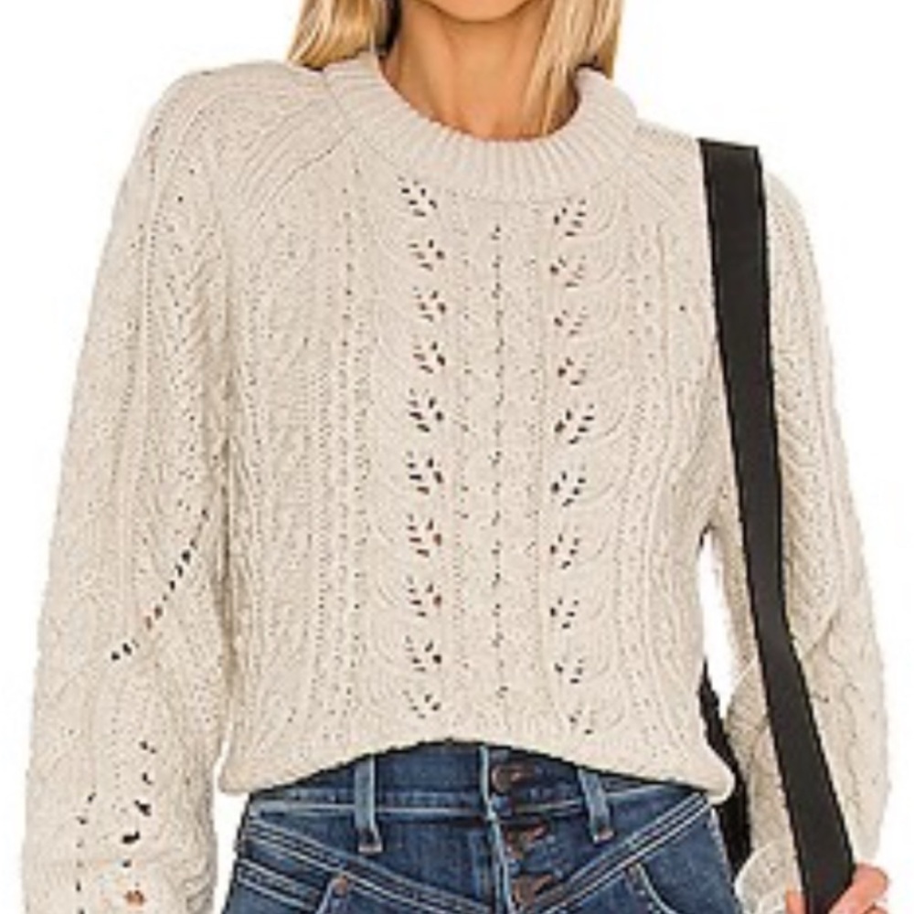 Veronica Beard Asita Cable Knit Sweater in Ivory size L